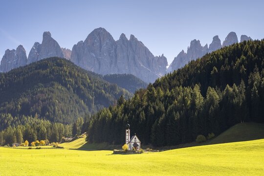 Church of St. John in Ranui, St. John's Chapel, Geisler Group, Villn&ouml;ss Valley, South Tyrol, Trentino-Alto Adige, Italy
