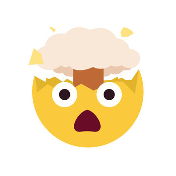 Exploding Head mind blown face emoji symbol sign icon vector illustration isolated flat funny mushroom cloud disbelief no way shock amazement