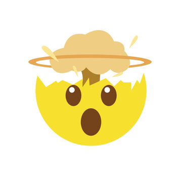 Exploding Head mind blown face emoji symbol sign icon vector illustration isolated flat funny mushroom cloud disbelief no way shock amazement
