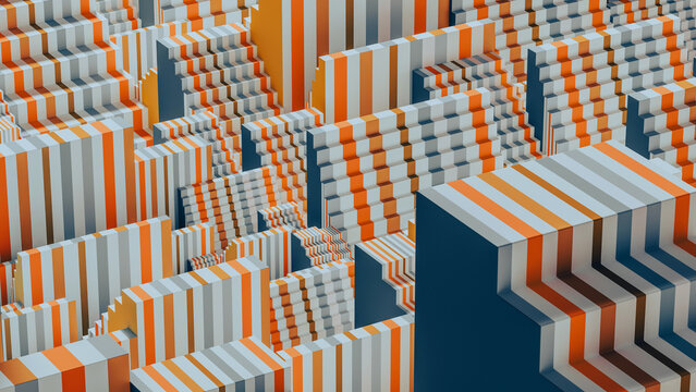 Colorful 3D stairs with lines creating an abstract design