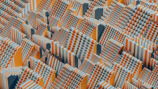 Colorful 3D stairs with lines creating an abstract design