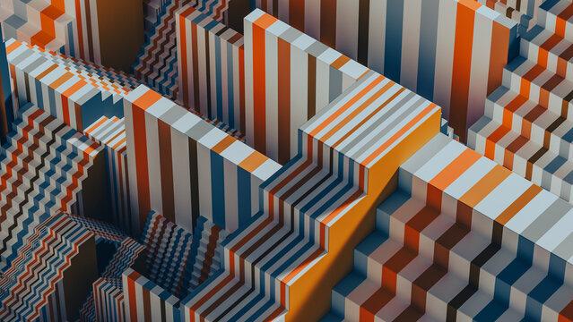 Colorful 3D stairs with lines creating an abstract design