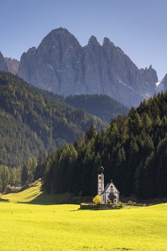 Church of St. John in Ranui, St. John's Chapel, Geisler Group, Villn&ouml;ss Valley, South Tyrol, Trentino-Alto Adige, Italy