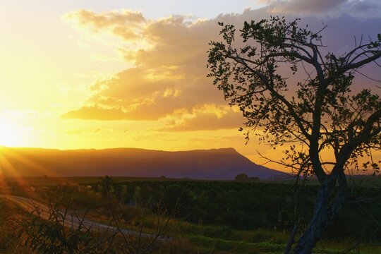 Sunset over Serra da Canastra Mountains, Minas Gerais state, Brazil