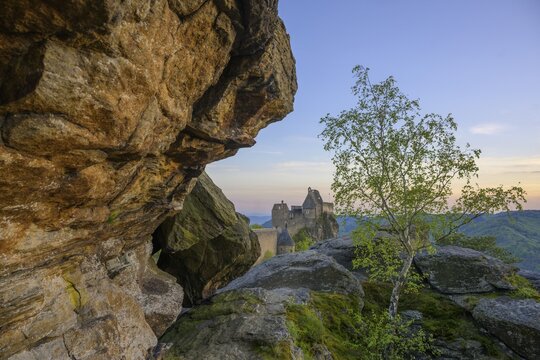 Aggstein Ruin at dusk, Wachau, Sch&ouml;nb&uuml;hel-Aggsbach, Lower Austria, Austria