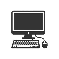 Fototapeta premium Black Desktop Computer Monitor Keyboard Mouse Icon Vector