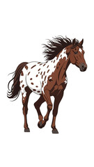 Obraz premium Galloping Appaloosa Horse Illustration with Brown and White Spotted Coat