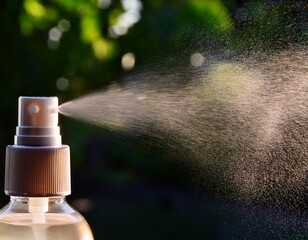 close up of spray bottle releasing fine mist creating refreshing effect