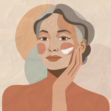 Elegant minimalist skincare illustration with warm tones