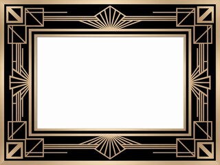 A horizontal frame in gold on black in Art Deco design 
