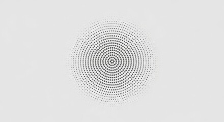 Abstract radial pattern with concentric circles and dots in minimalist monochrome style for modern design and background with geometric and creative