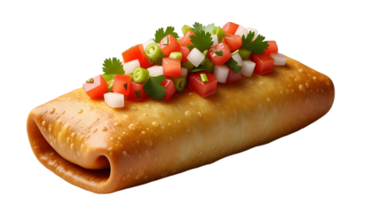 Delicious chimichanga with fresh salsa topping