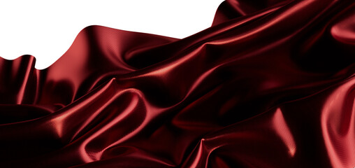 Luxurious red satin fabric waves, perfect for fashion, design, and texture backgrounds. Creates an e