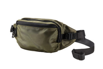 Olive Green Fanny Pack on White Background