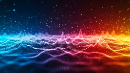 Abstract digital waveform technology data sound music equalizer background glowing vibrant futuristic energy visualization motion