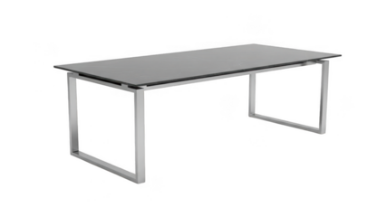 Modern office desk with sleek metal frame isolated on transparent background