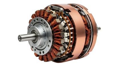 Electric motor component cutaway isolated on transparent background