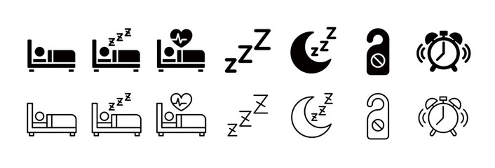 Sleep and rest related icon set