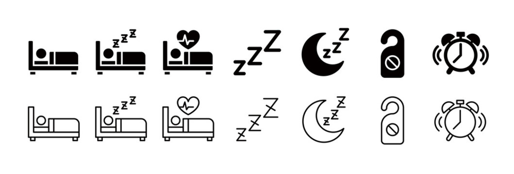 Sleep and rest related icon set