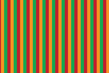 This image displays a vibrant, repetitive pattern of vertical stripes. The pattern consists of three colors: red, green, and orange. The sequence of stripes follows a distinct order&mdash;red, then green, 