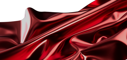 Abstract red satin fabric with beautiful flowing waves, perfect for elegant backgrounds and textile designs. Luxurious a
