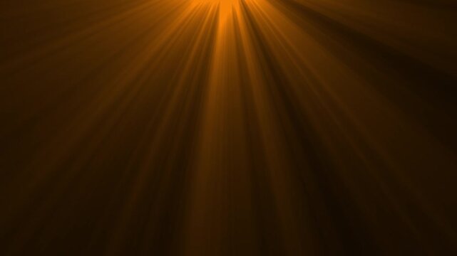 Abstract gold light rays shining downward. Heavenly Light Rays Background Loop. Looping animated golden lights on dark background.