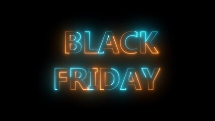 Black Friday glowing neon text animation on black background. symbolizing the start of holiday shopping season black Friday sale. Black Friday neon sign. - Powered by Adobe