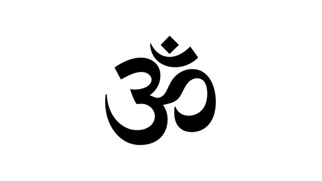 Om Symbol Black White Background Hindu Sacred Sound Meditation Yoga.