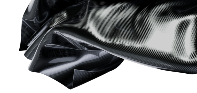 Abstract close up of a shiny black carbon fiber fabric with flowing shapes and texture. Great for ba - Powered by Adobe