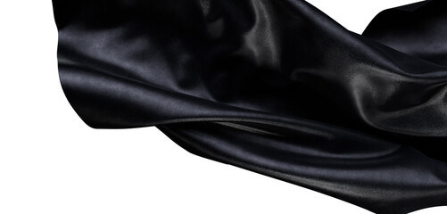 High-quality studio shot of flowing black fabric, perfect for design projects needing texture and depth. Ideal for fashi