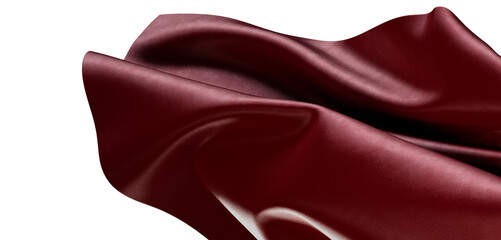 Close-up of luxurious red fabric with soft folds and highlights, suitable for design and artistic projects. Capture the