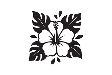 Hibiscus silhouette with white background