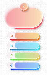 Question and answer 3d glassmorhism for quiz game, exam, tv show, school, examination test