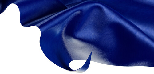 Luxurious royal blue silk cloth, flowing and textured, isolated on white background. Perfect for elegant designs and tex
