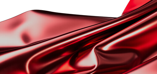 Abstract and elegant red satin fabric flowing with soft shadows and highlights. Perfect for backgrounds, textures and lu