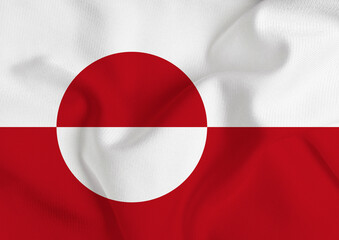 Fototapeta na wymiar Flag of Greenland on wrinkled texture of fabric