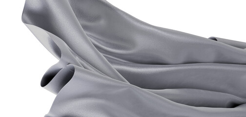 Close-up of beautiful, textured, draped silver fabric with elegant folds and highlights. Perfect for backgrounds or desi