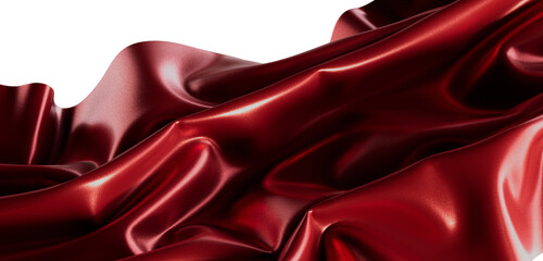 Luxurious abstract background featuring flowing red satin fabric, perfect for design, textures, and elegant backdrops.