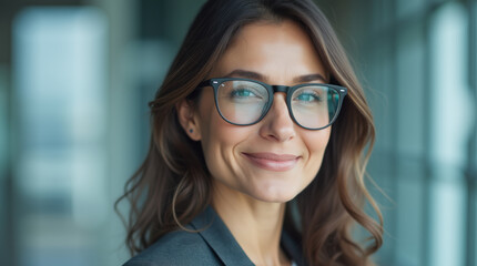 Businesswoman With Minimal Background And Futuristic Digital Overlay.