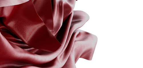 Luxurious burgundy satin fabric with beautiful folds and highlights, perfect for backgrounds, fashion, and design projec