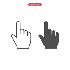 Obraz premium Black and White Pointer Hand Click Cursor Icon Set Vector