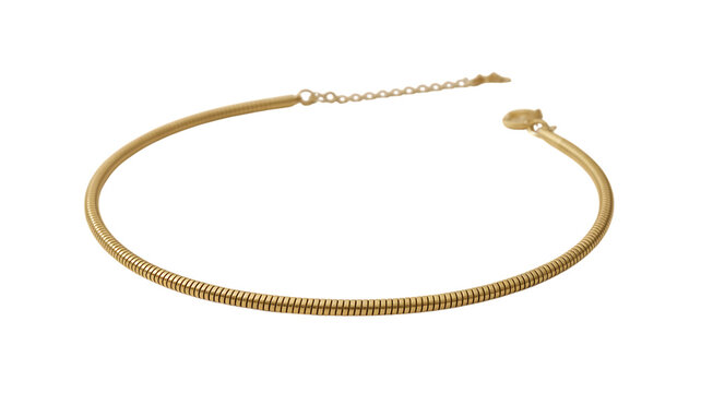 Gold Torc Necklace with Chain Detail on Black Background