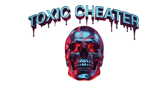 Dripping Toxic Cheater Skull with Glowing Red Eyes