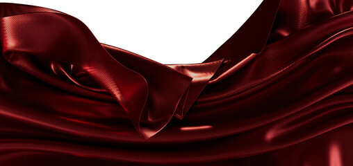 Luxurious, flowing satin cloth with elegant draping in rich burgundy color. Ideal for backgrounds an