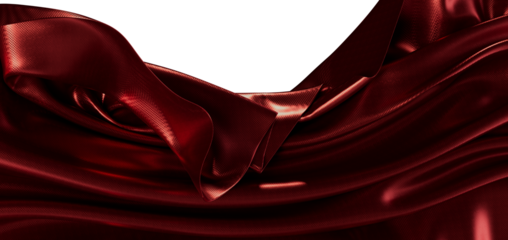 Luxurious, flowing satin cloth with elegant draping in rich burgundy color. Ideal for backgrounds an