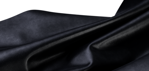 Close up of black silk or satin fabric with a wave texture. Dark elegance background for fashion, textiles and design pr