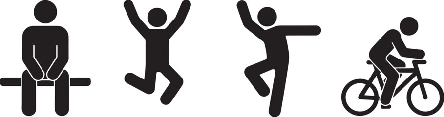 Fototapeta premium Four stages of physical activity progression from sitting to cycling