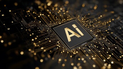 Close-up of a central processing unit (CPU) featuring the letters "Ai" in gold