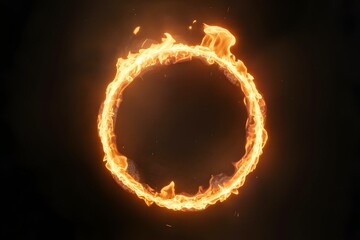 Blazing Ring of Fire Isolated on Black Background