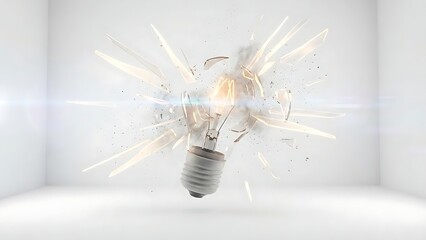 Exploding Light Bulb Symbolizing Idea Keywords: light bulb, exploding, idea, concept, innovation